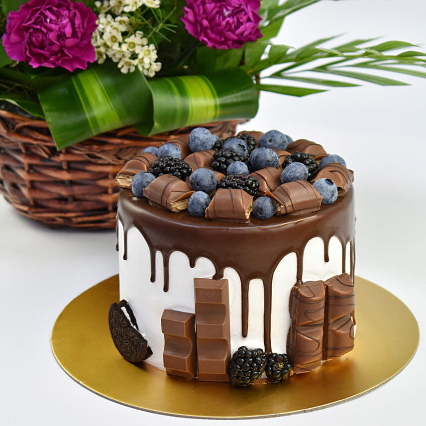 Delicious Choco Vanilla Cake with Flowers
