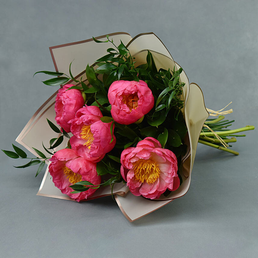 Delightful Coral Peonies Bunch