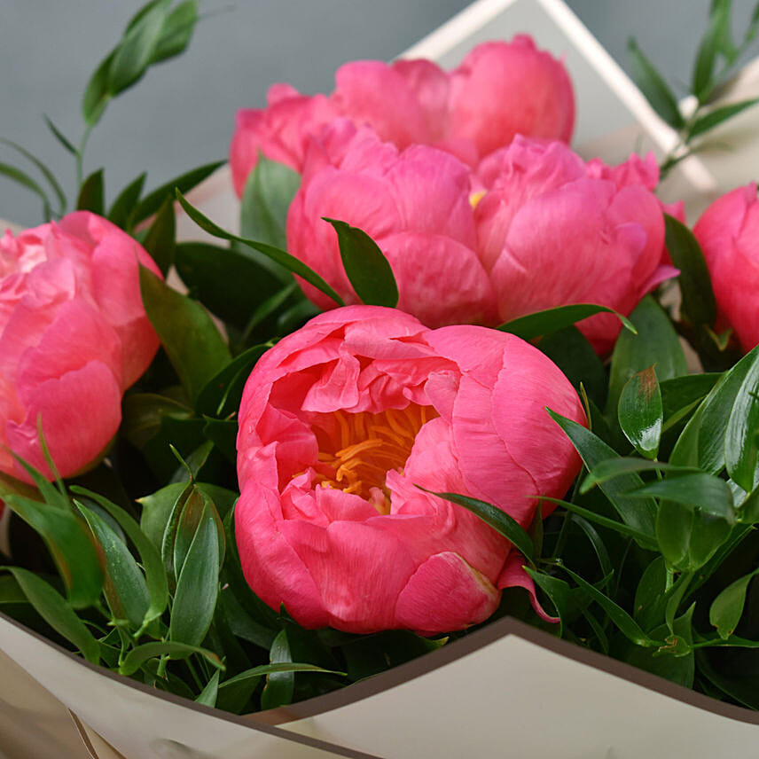 Delightful Coral Peonies Bunch