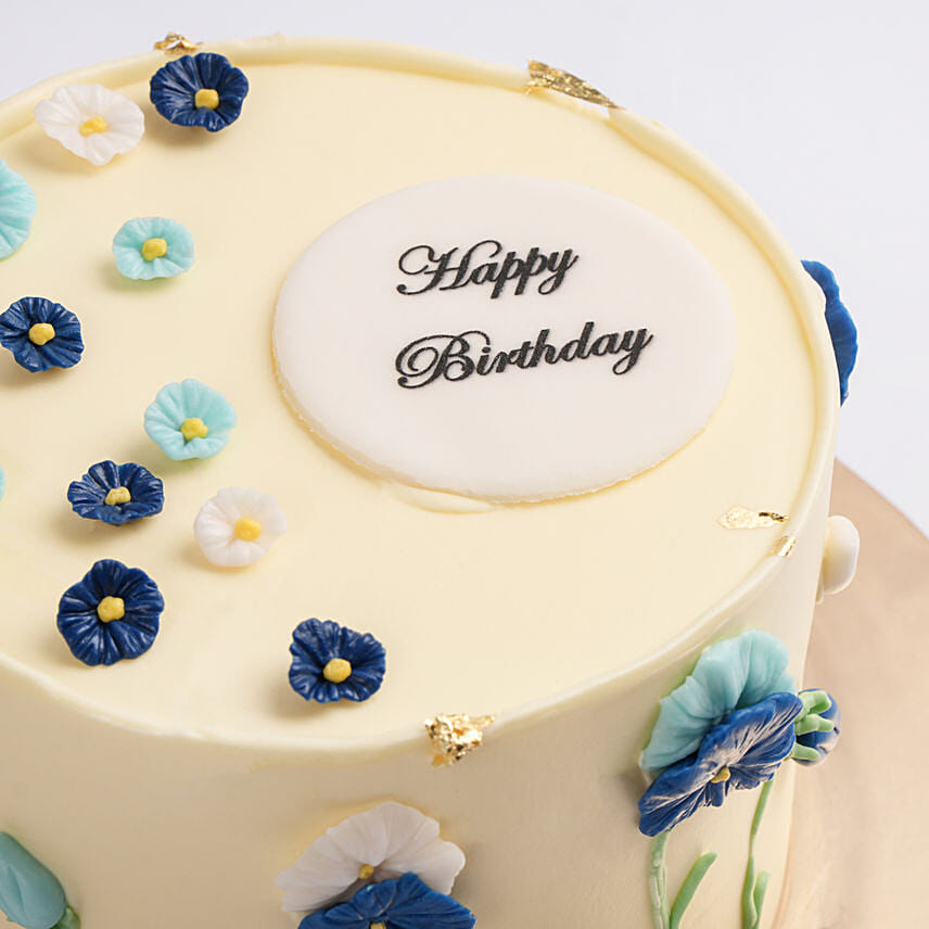 Delphinium Bloom Birthday Vanilla Cake
