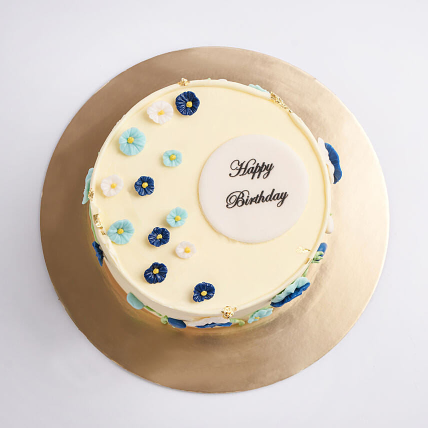 Delphinium Bloom Birthday Vanilla Cake