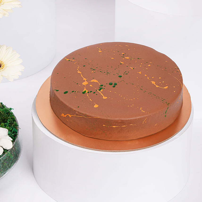Dubai Chocolate Cake 8 Portion And Flowers