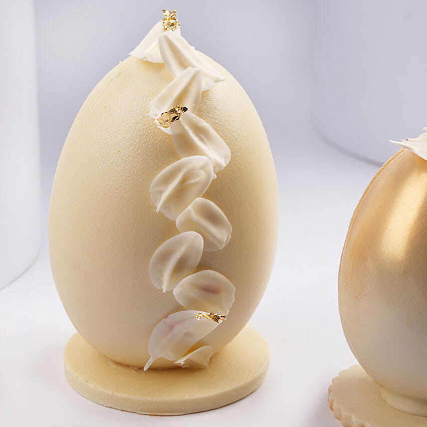 Easter Chocolate Eggs White And Gold