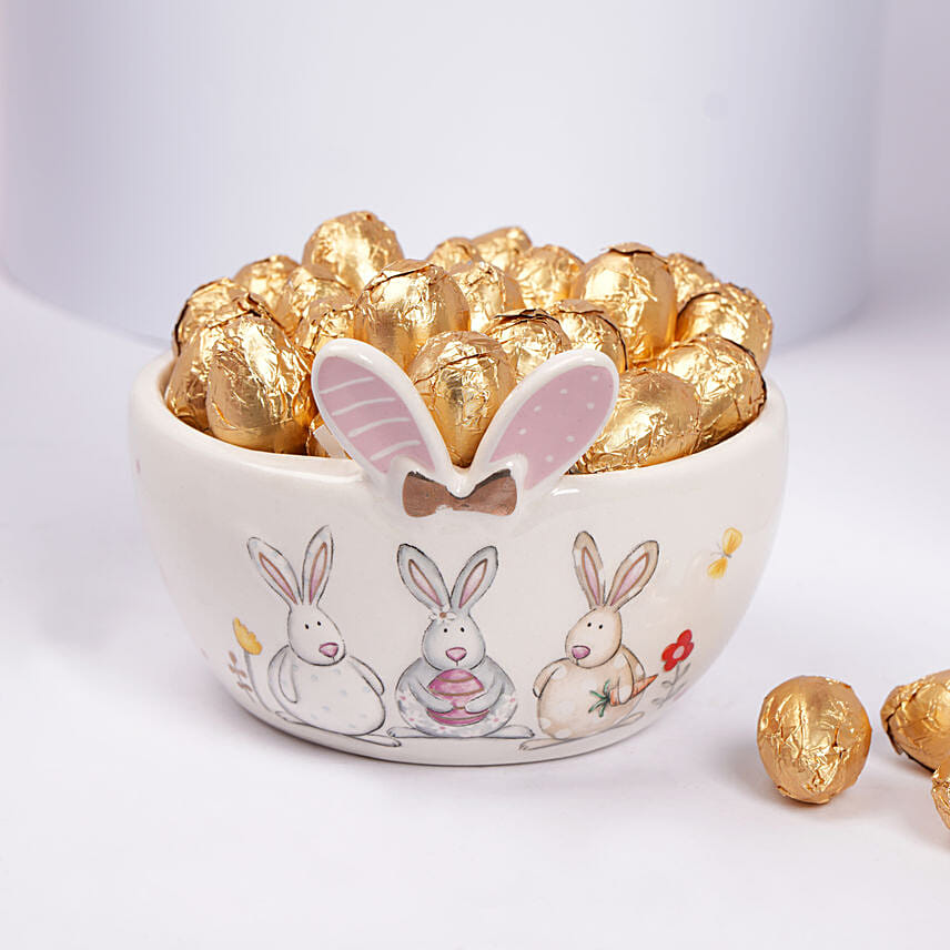 Easter Golden Eggs In Bowl