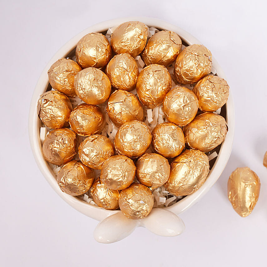 Easter Golden Eggs In Bowl