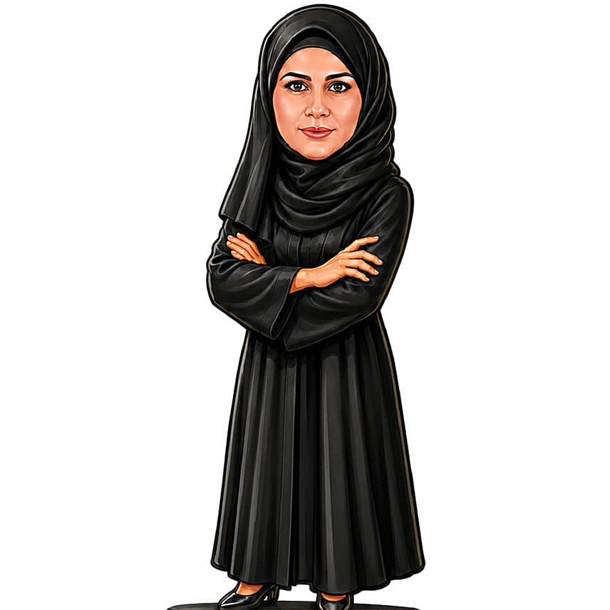 Elegant Abaya Lady Caricature