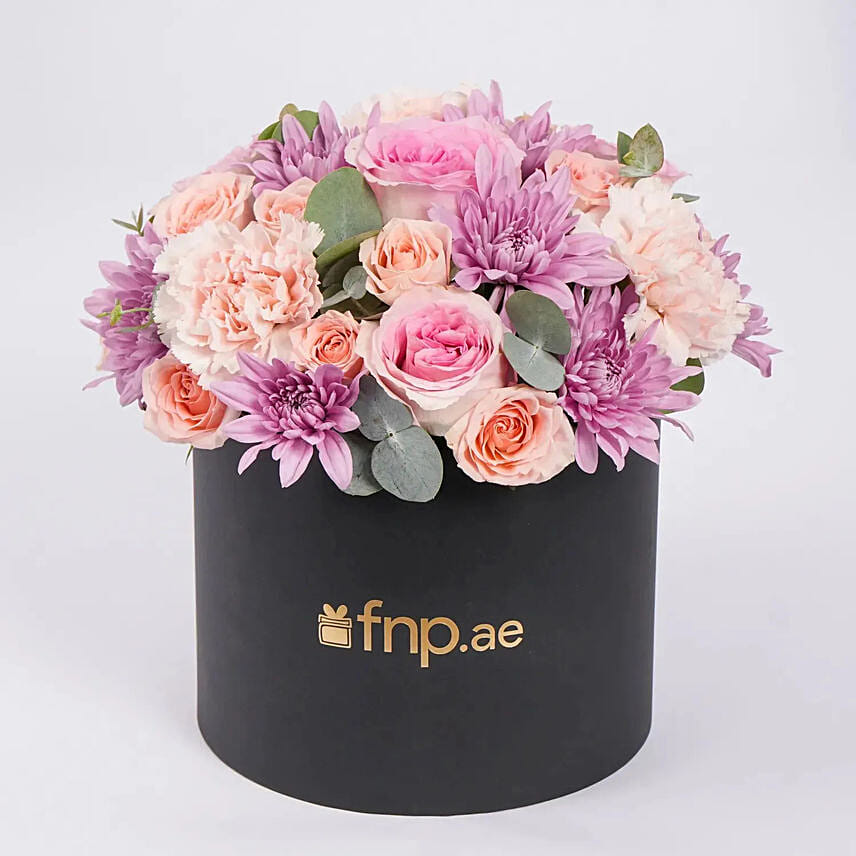 Elegant Flower Arrangement in a Black Box