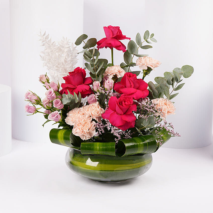 Elegant Mixed Roses Bowl