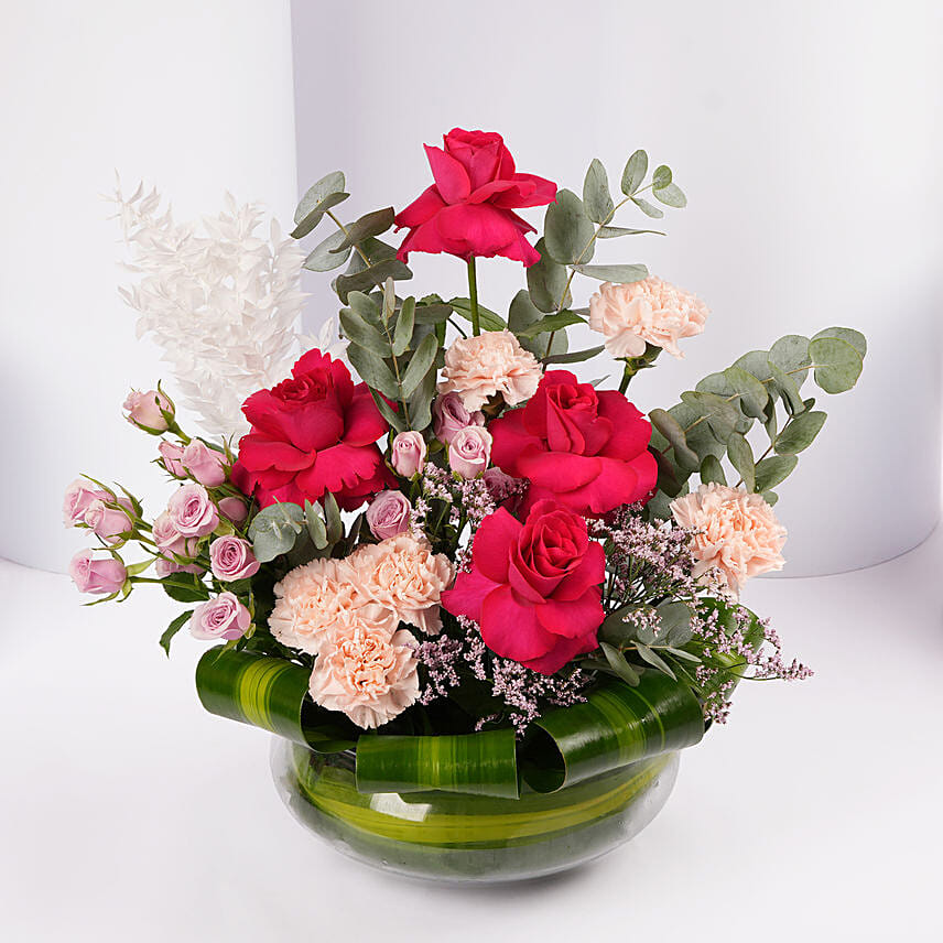 Elegant Mixed Roses Bowl