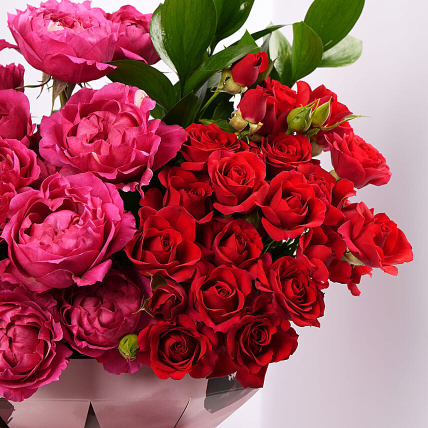 Elegant Mixed Roses In Pink Heart Sleeve