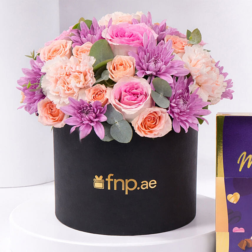 Elegant Rose Black Box With Cadbury Chocolates 400g