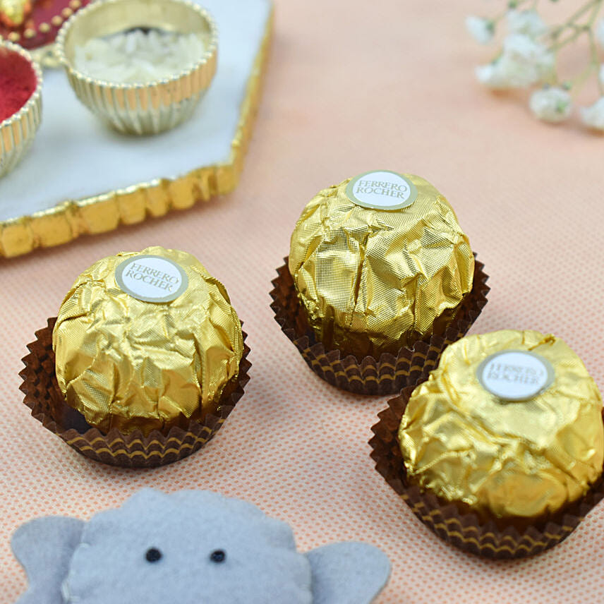 Elephant Rakhi With 3 Pcs Ferrero Rocher