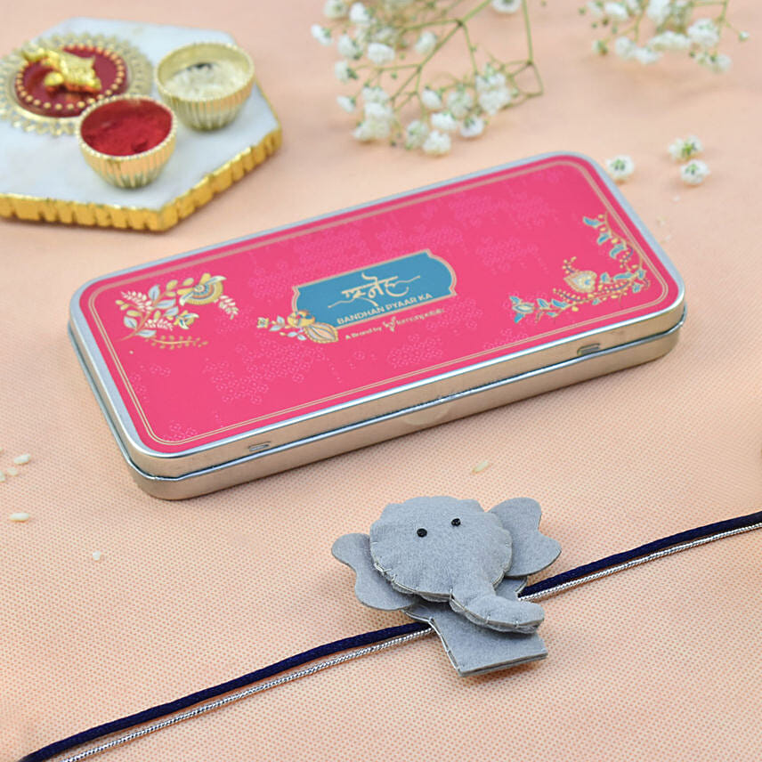 Elephant Rakhi With 3 Pcs Ferrero Rocher