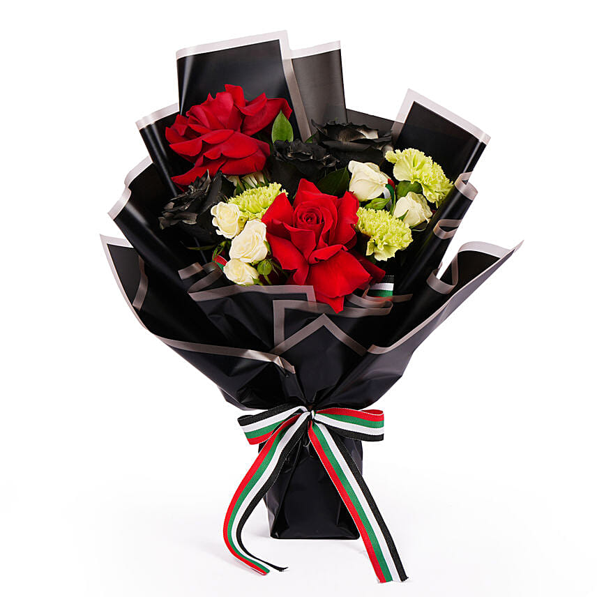 Emirati Grace Bouquet of Red Roses And Carnations