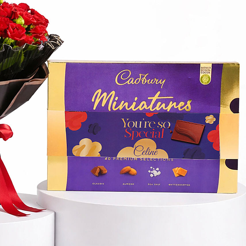 Enchanted Red Roses Led Light Bouquet With Cadbury Chocolates 200g