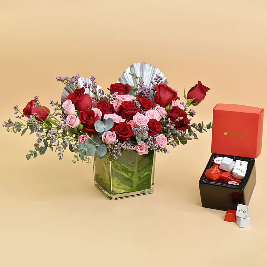 Endless Love Flower Arrangement With Chocolates