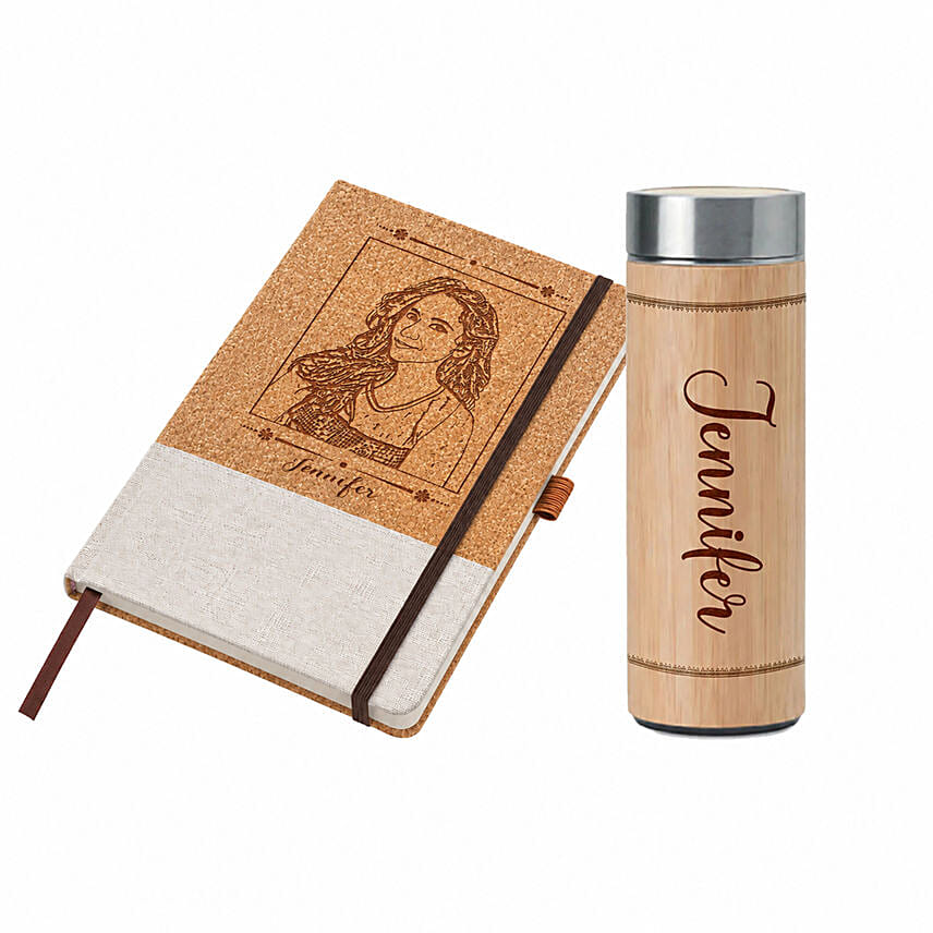 Engraved Notebook and Flask Combo