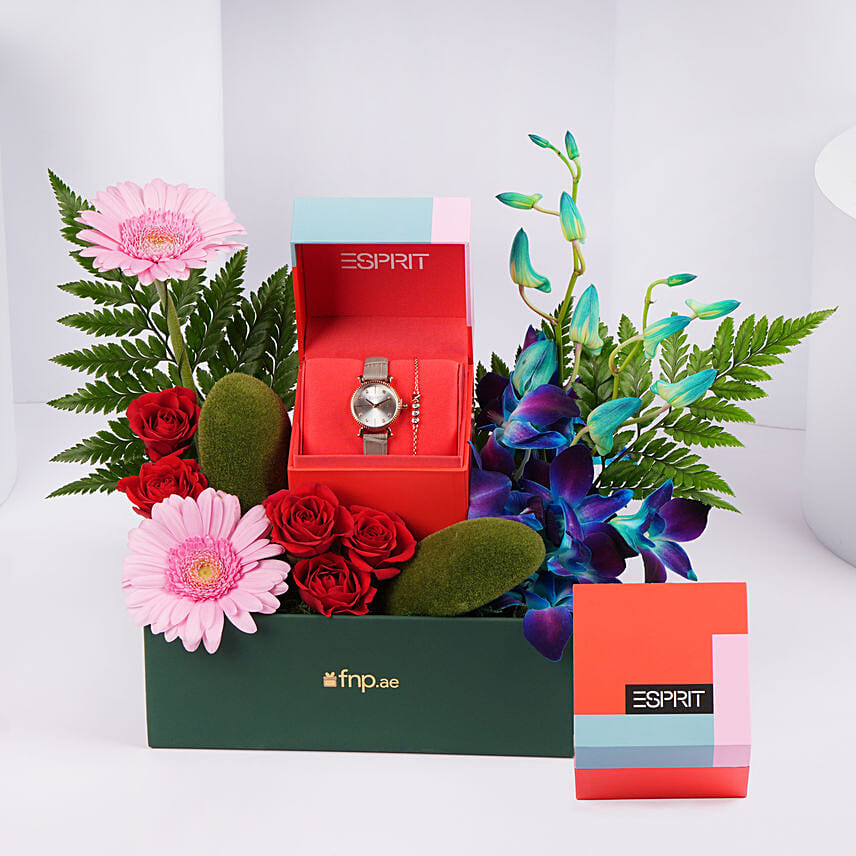 ESPRIT Womens Watch with Premium Floral Arrangement