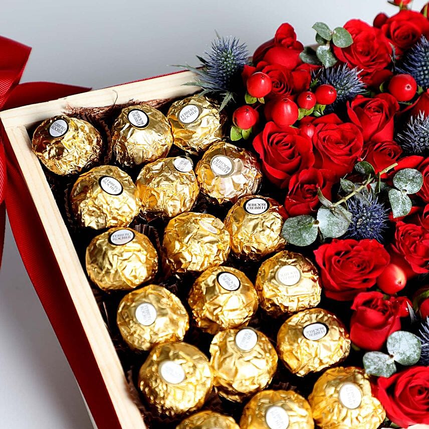 Exotic Roses and Chocolates Arrangement