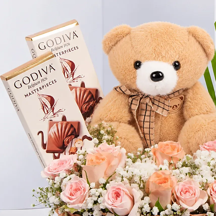 Exquisite Surprise Arrangement with Godiva Chocolates
