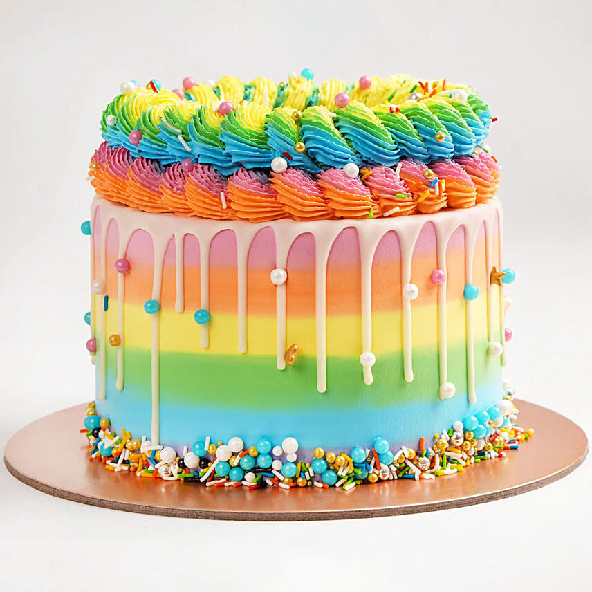Exquisite Vanilla Rainbow Cake 8 Portion