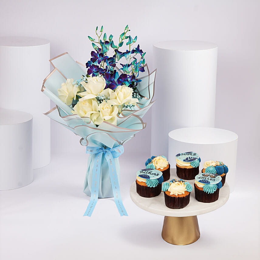 Fathers Day Bouquet with Cupcakes