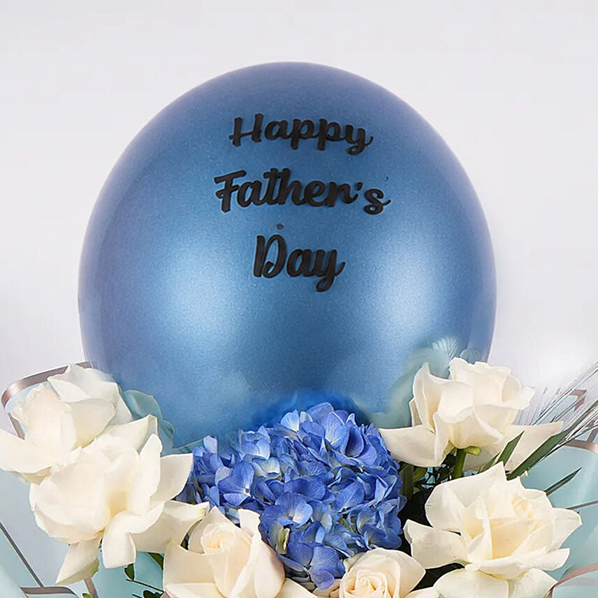 Fathers Day White And Blue Floral Bouquet