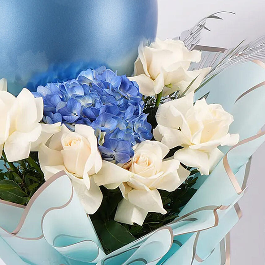 Fathers Day White And Blue Floral Bouquet