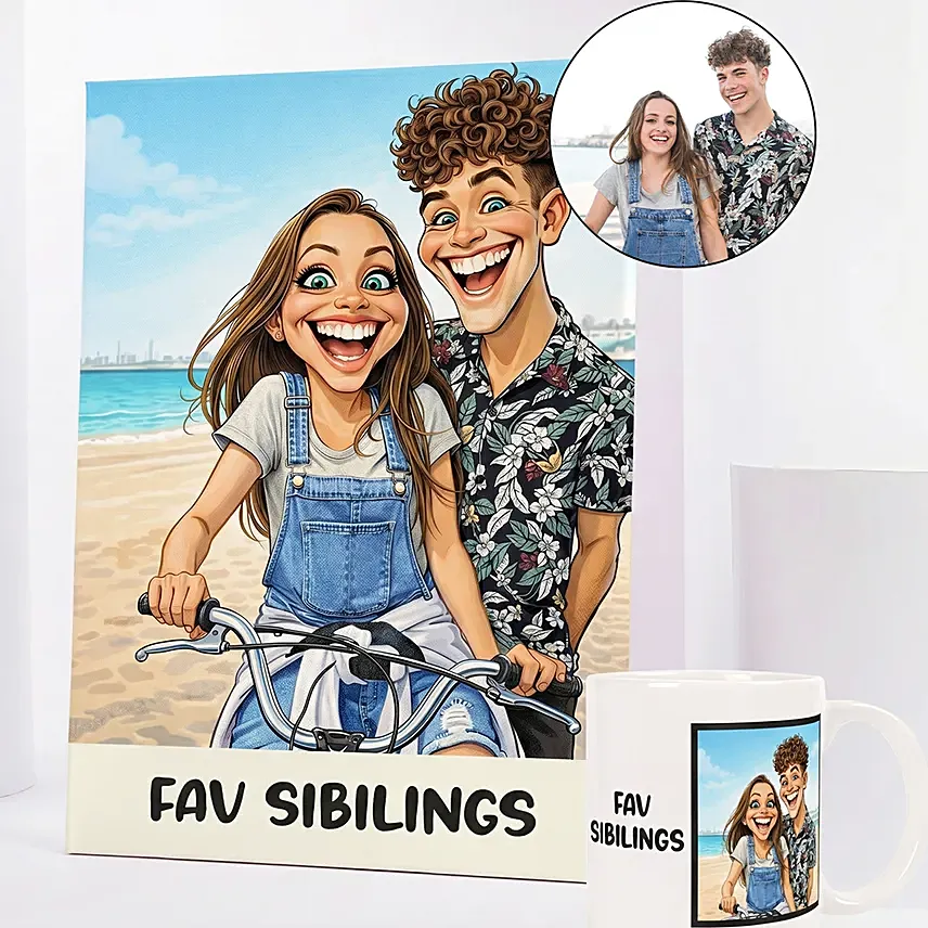 Sibling Love Canvas Print and Mug Set