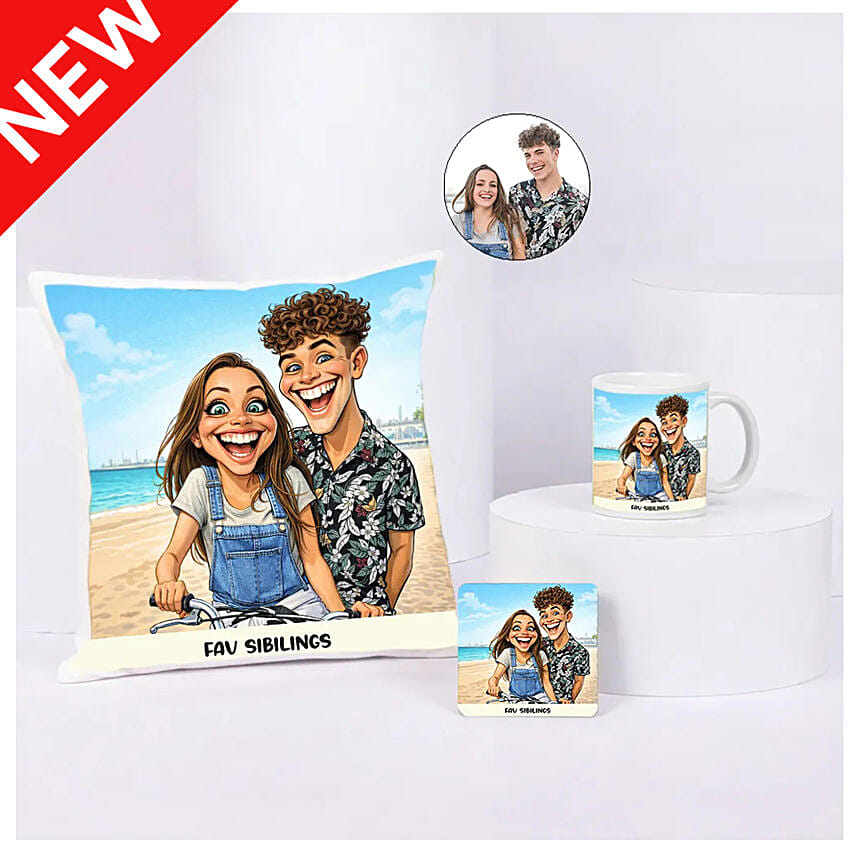 Fav Siblings Cushion Mug Set