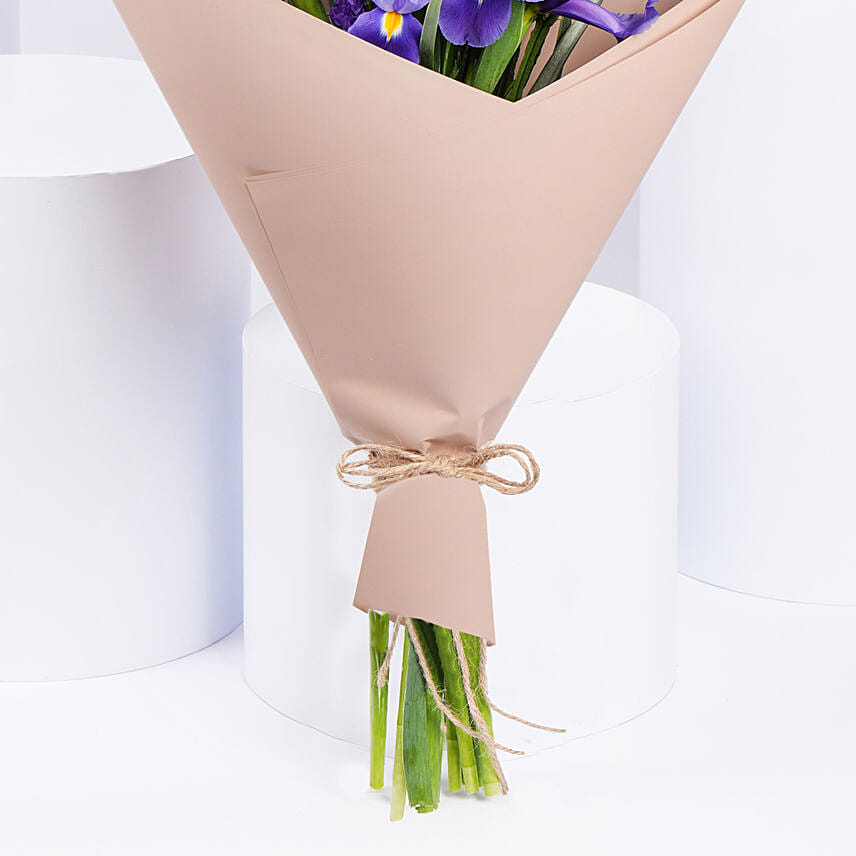 February Birthday Iris Flowers Bouquet