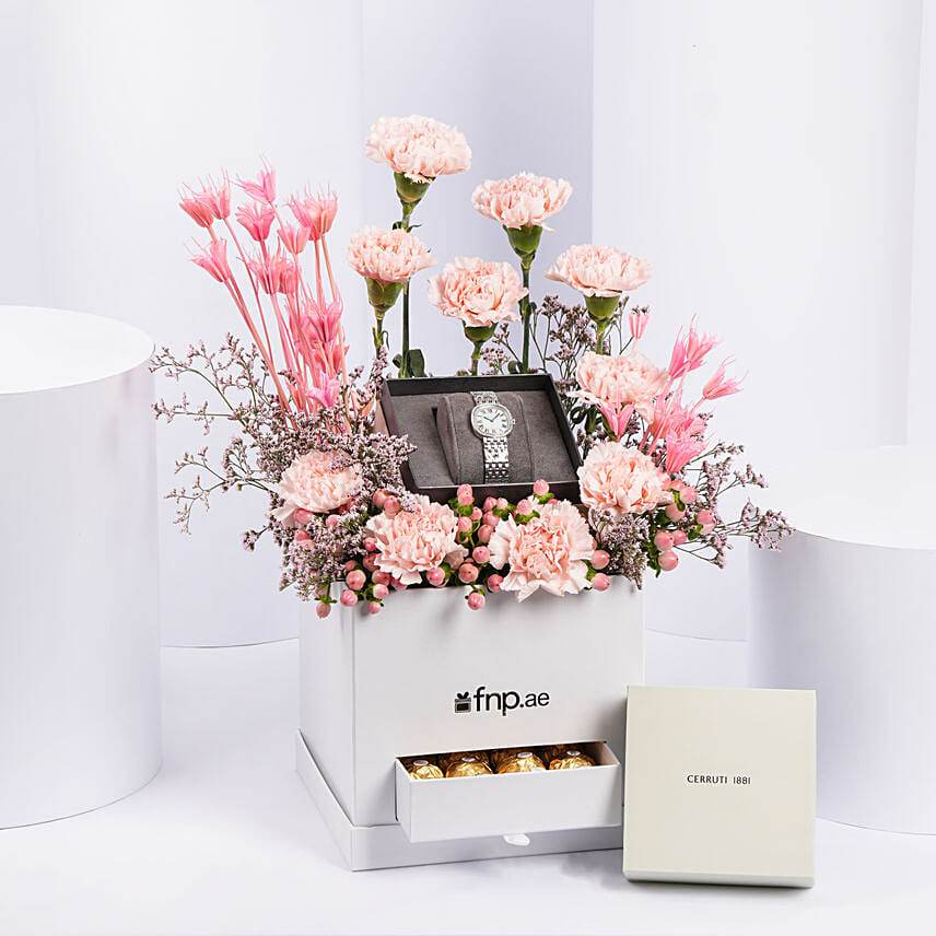 Floral Bluses With Cerruti watch For Her