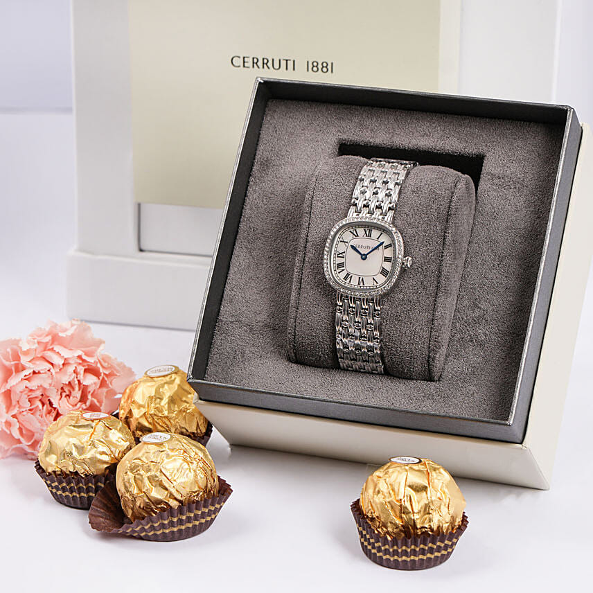 Floral Bluses With Cerruti watch For Her
