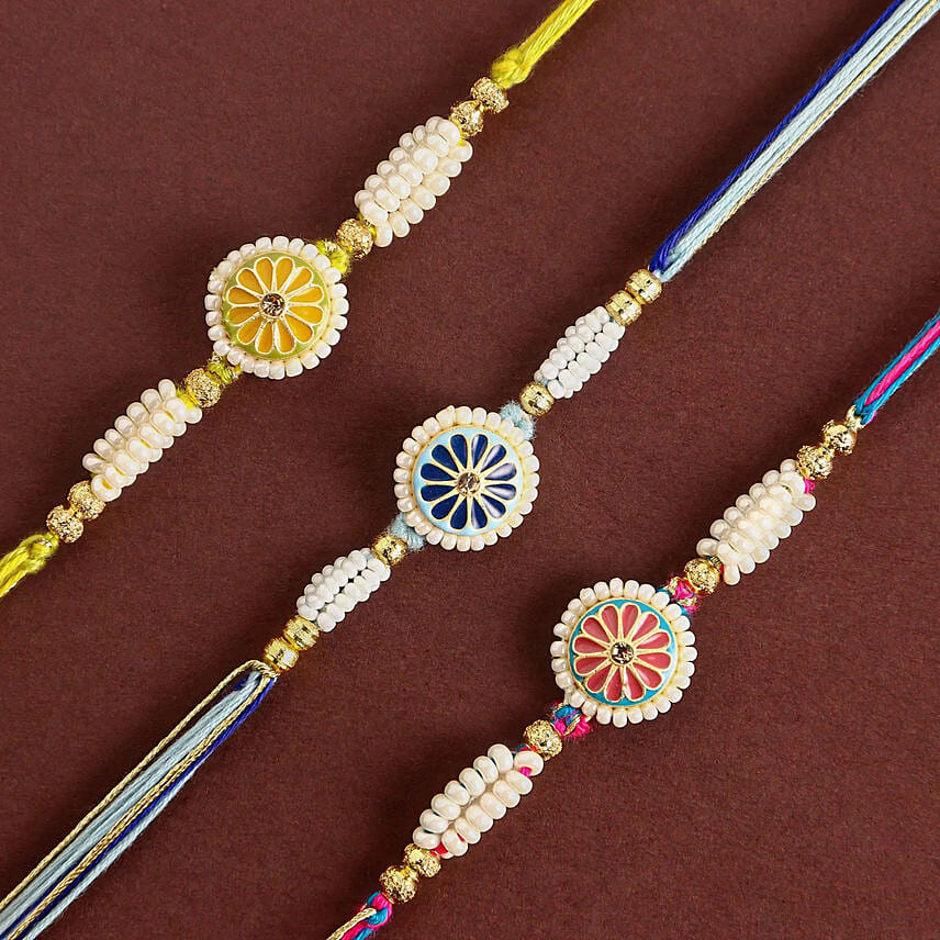 Floral Heritage Round Rakhi Set of 3