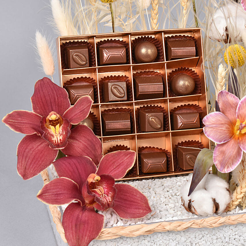 Flowers and Belgian Chooclate Indulgence