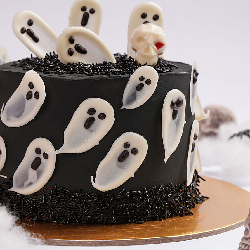 Flying Ghosts Halloween Chocolate Cake
