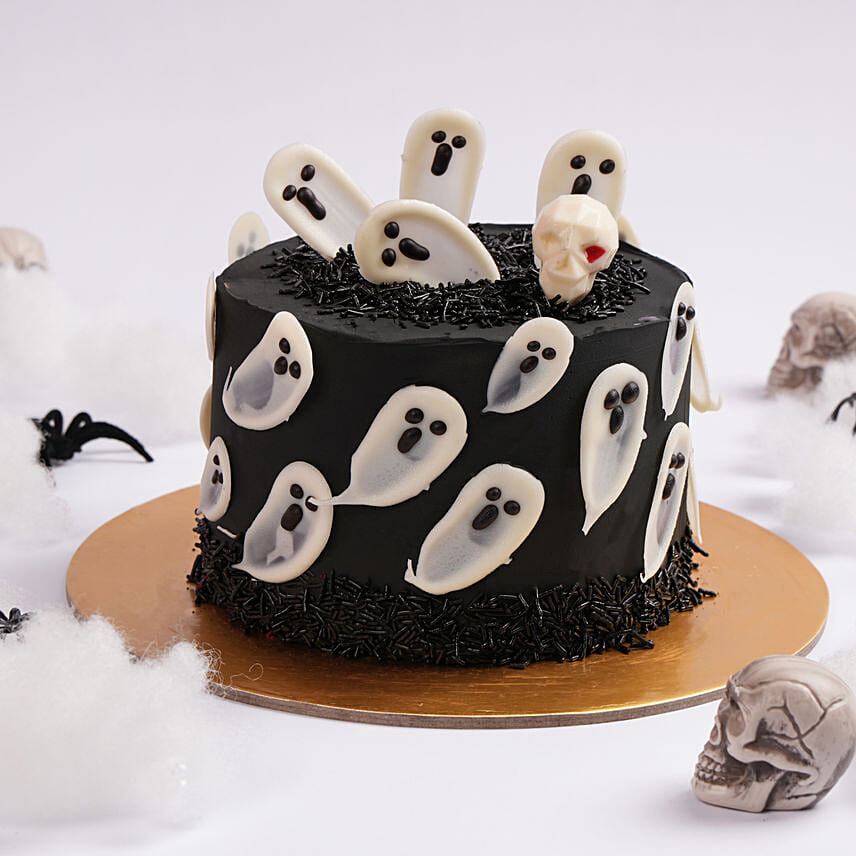 Flying Ghosts Halloween Red Velvet Cake