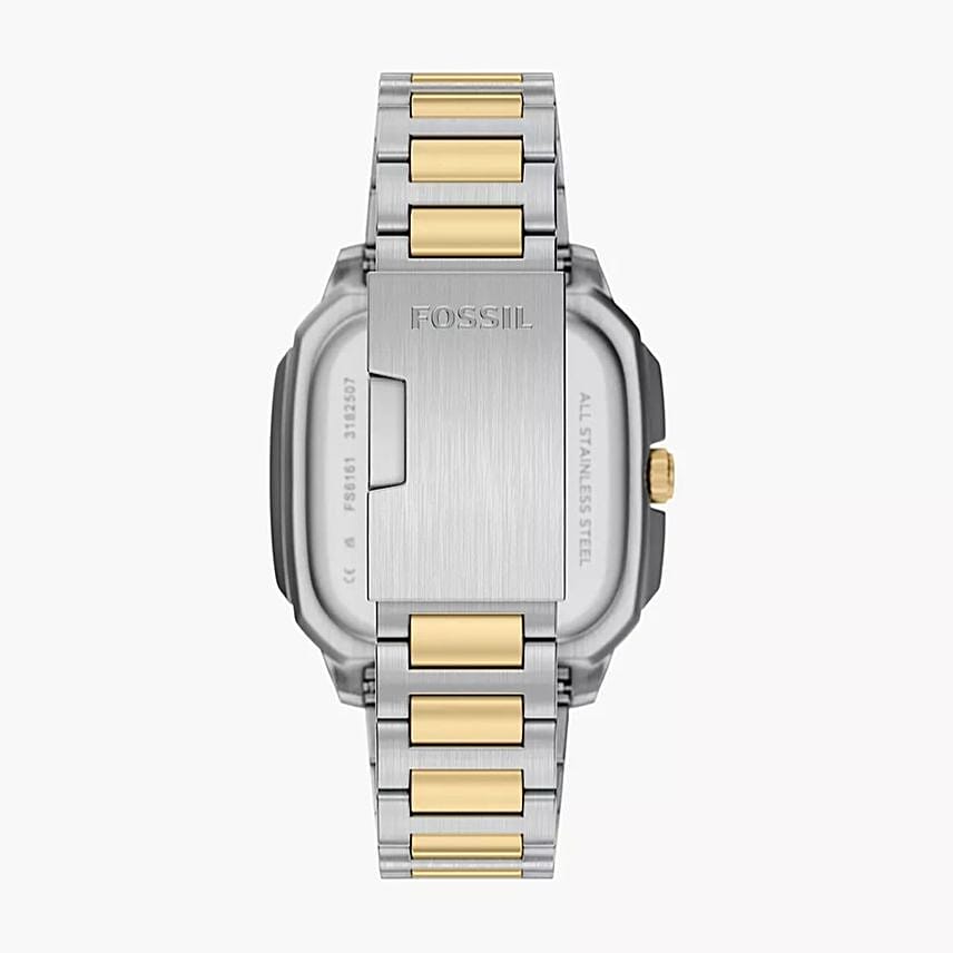 Fossil Mens Crosby Three Hand Date Two Tone Stainless Steel Watch