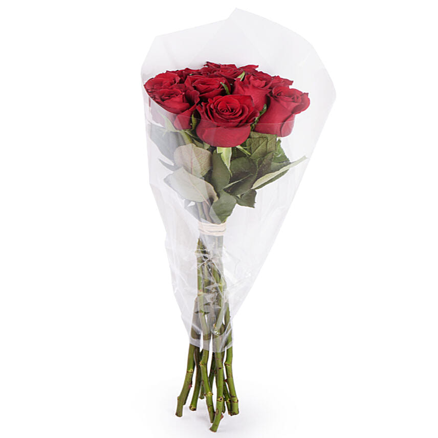 Fresh Bunch of Red Roses 10 Roses