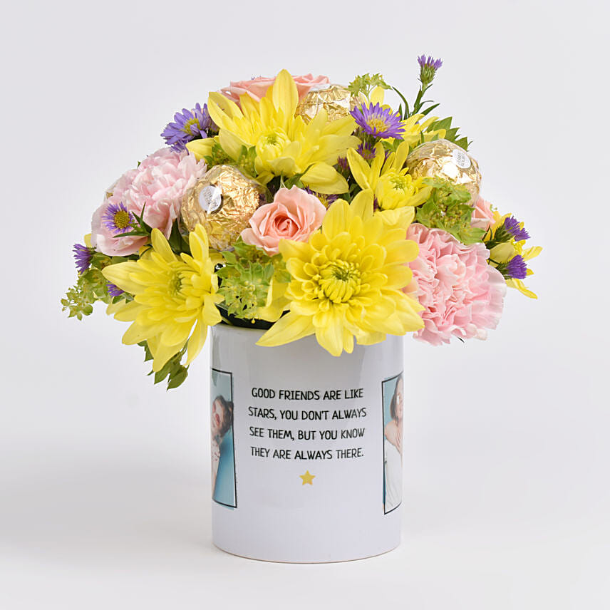 Friends Mug Flower and Chocolates