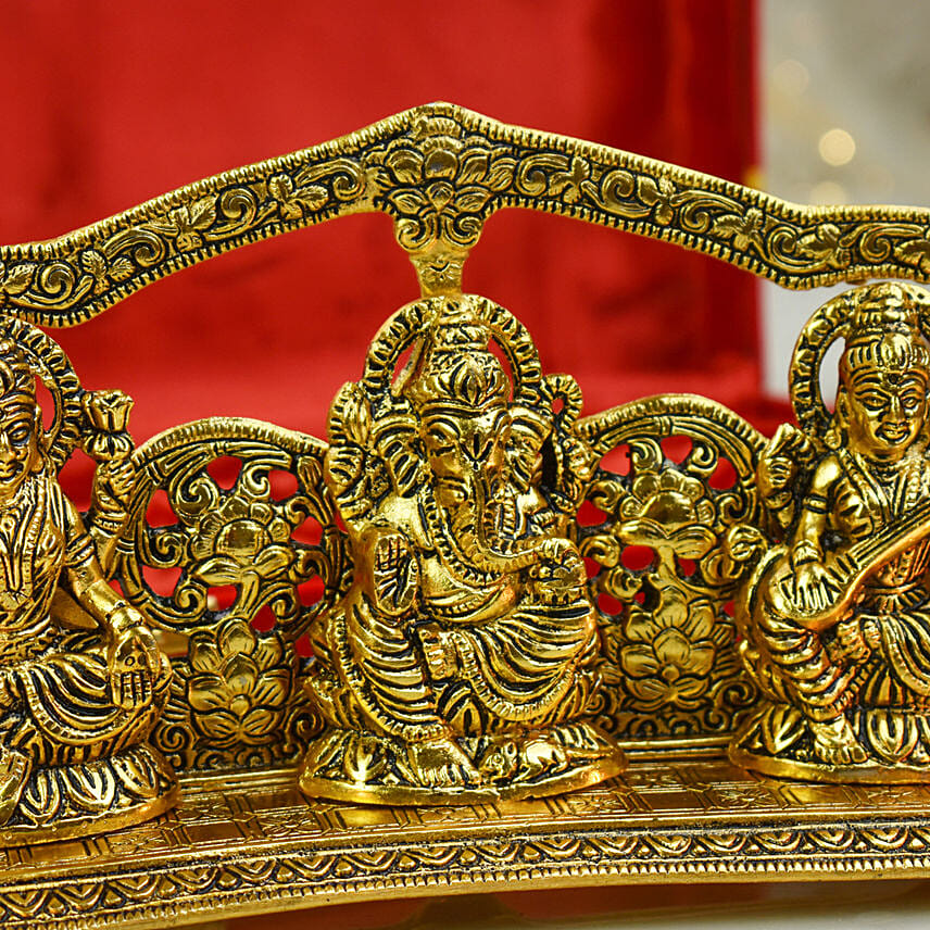 Ganesha Lakshmi Saraswati Idol in Luxury Box