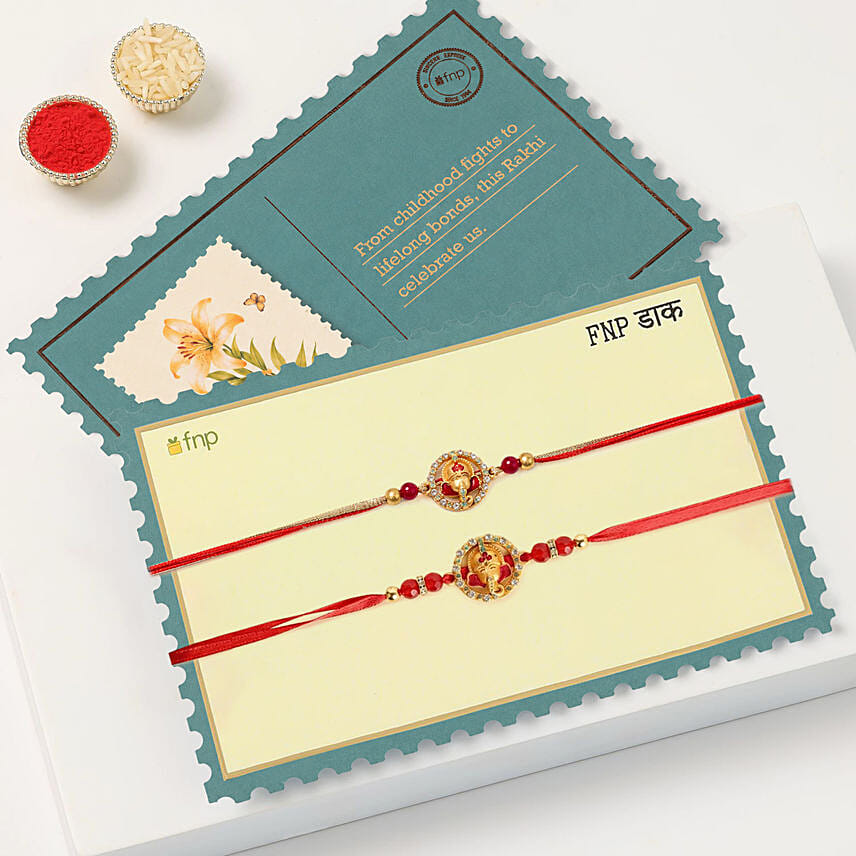 Ganesha Rakhi Set Of 2 With Cashews And Almonds
