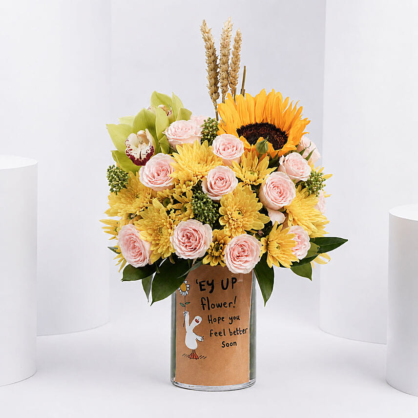 Get Well Soon Message Flowers Arrangement
