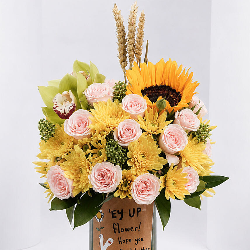 Get Well Soon Message Flowers Arrangement