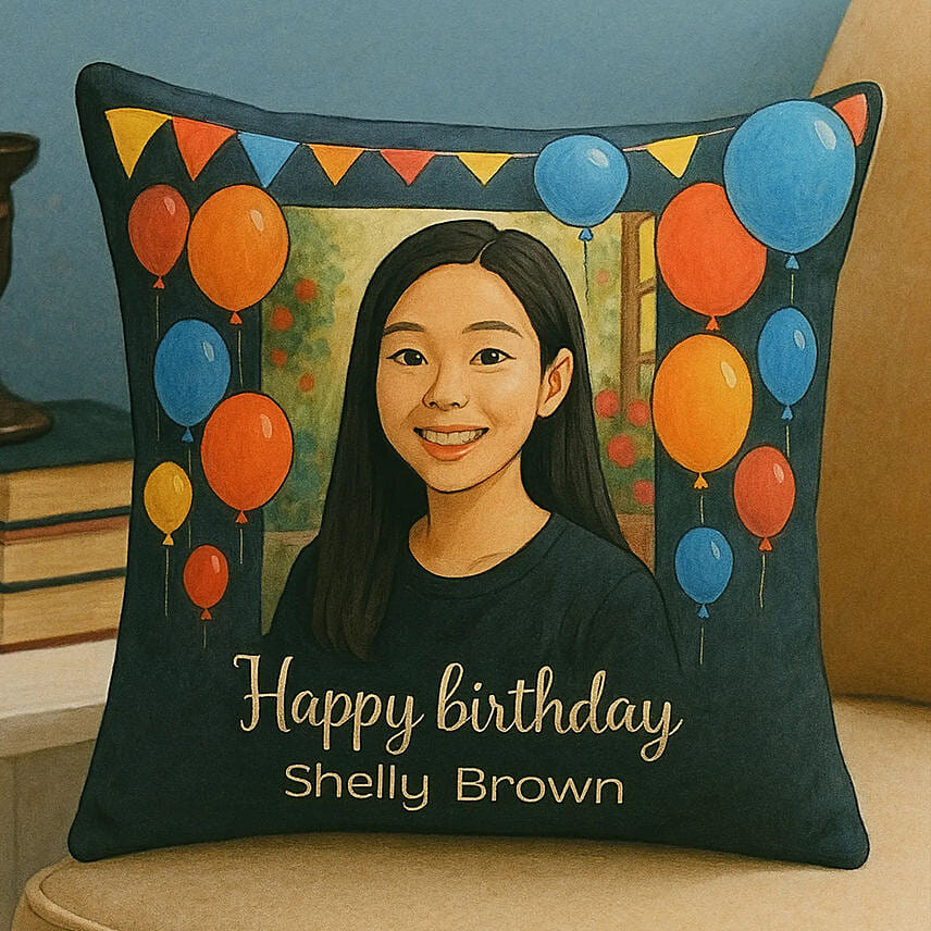 Ghibli Personalised Birthday Balloons Cushion