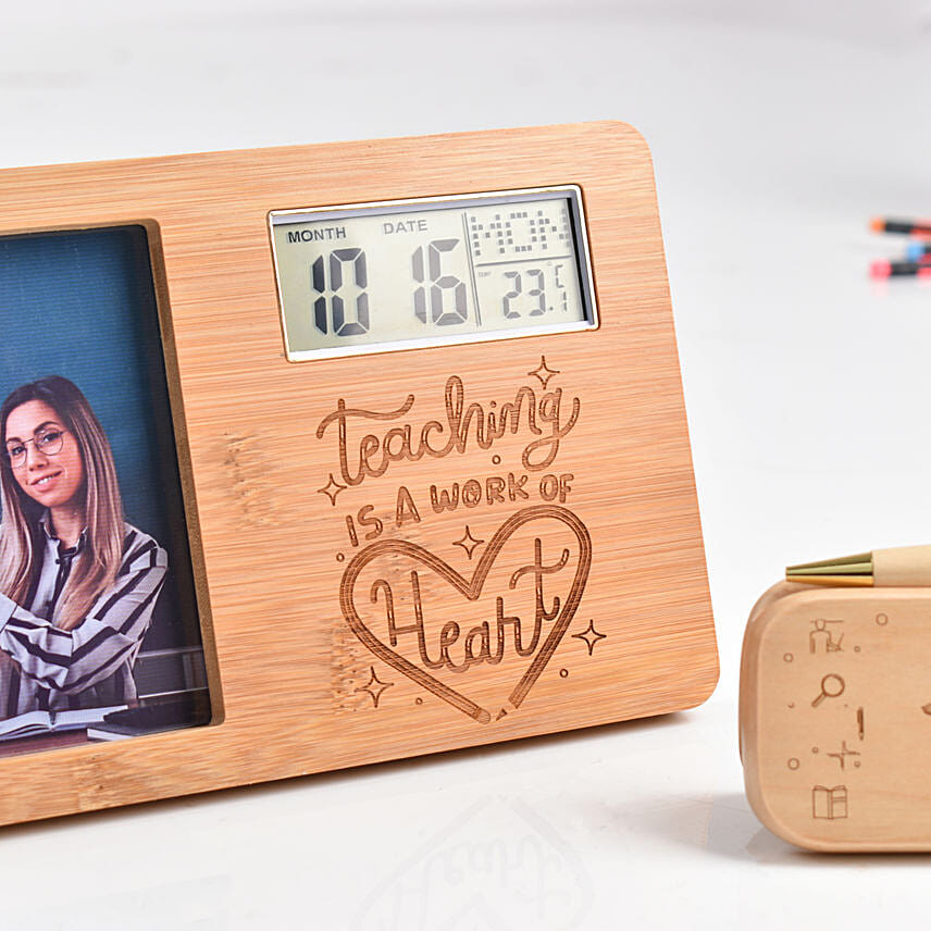 Personalised Digital Clock and Pen With Box For Teachers