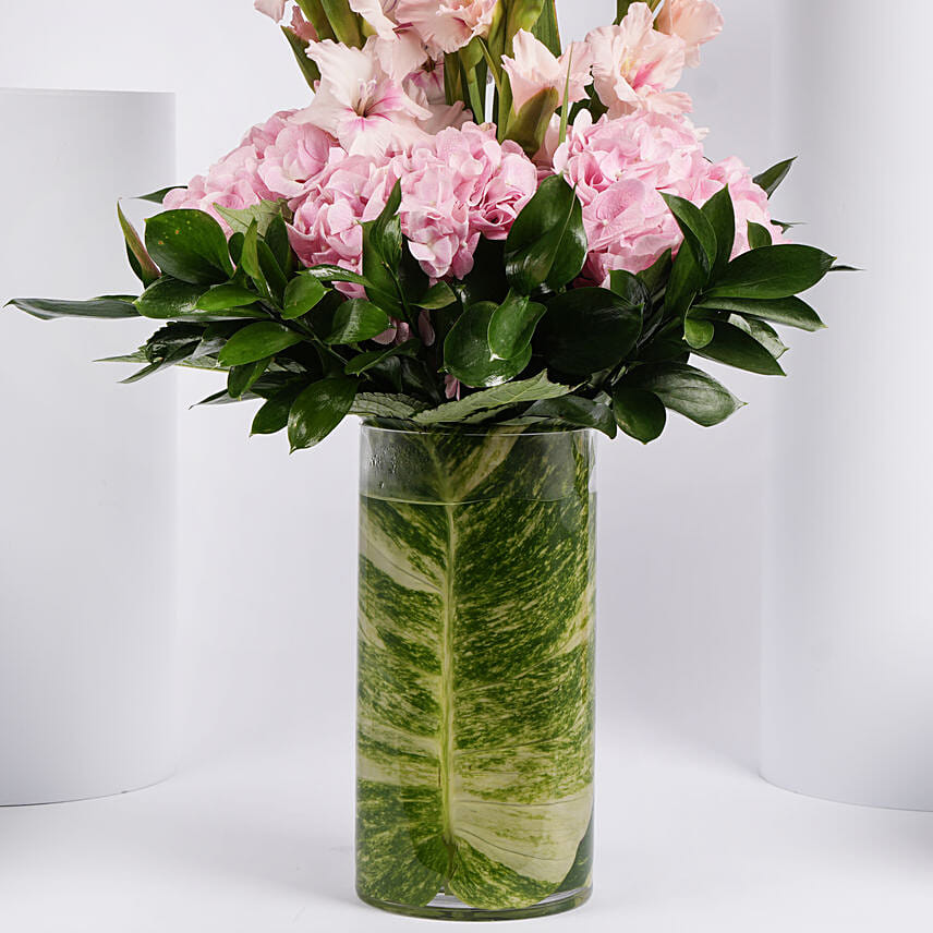 Gladiolus And Hydrangea Arrangement