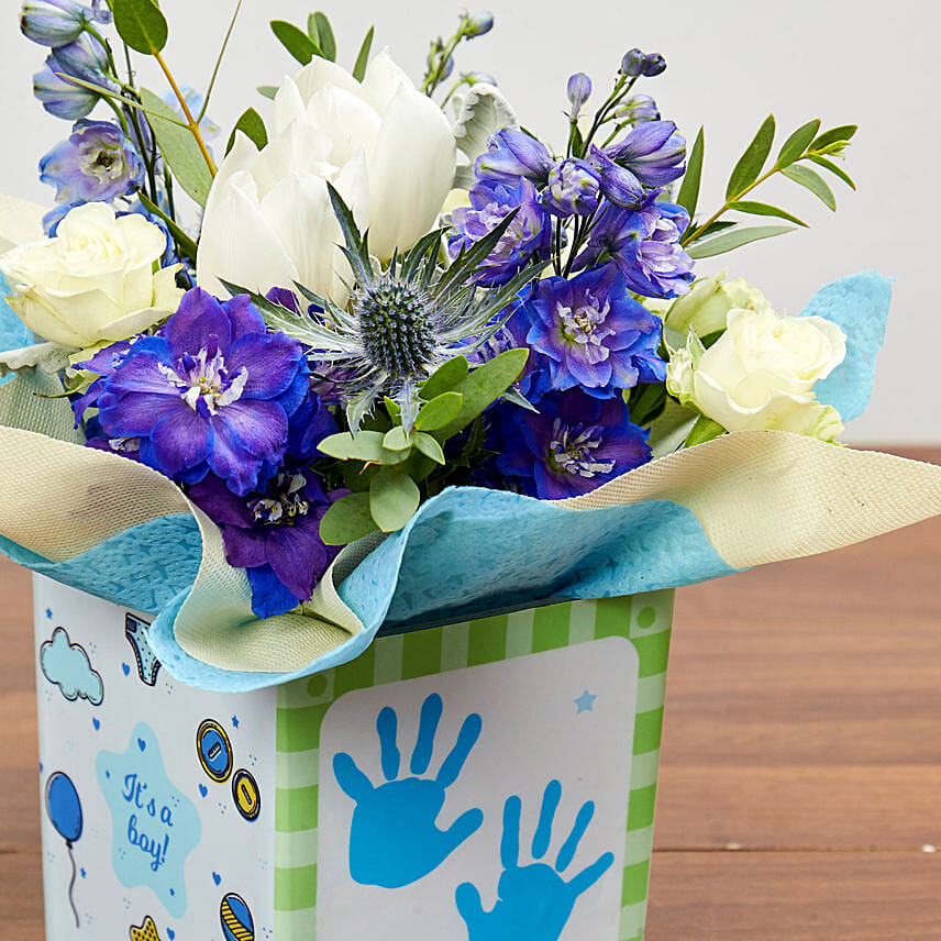 Glass Vase Arrangement Of Tulips And Roses