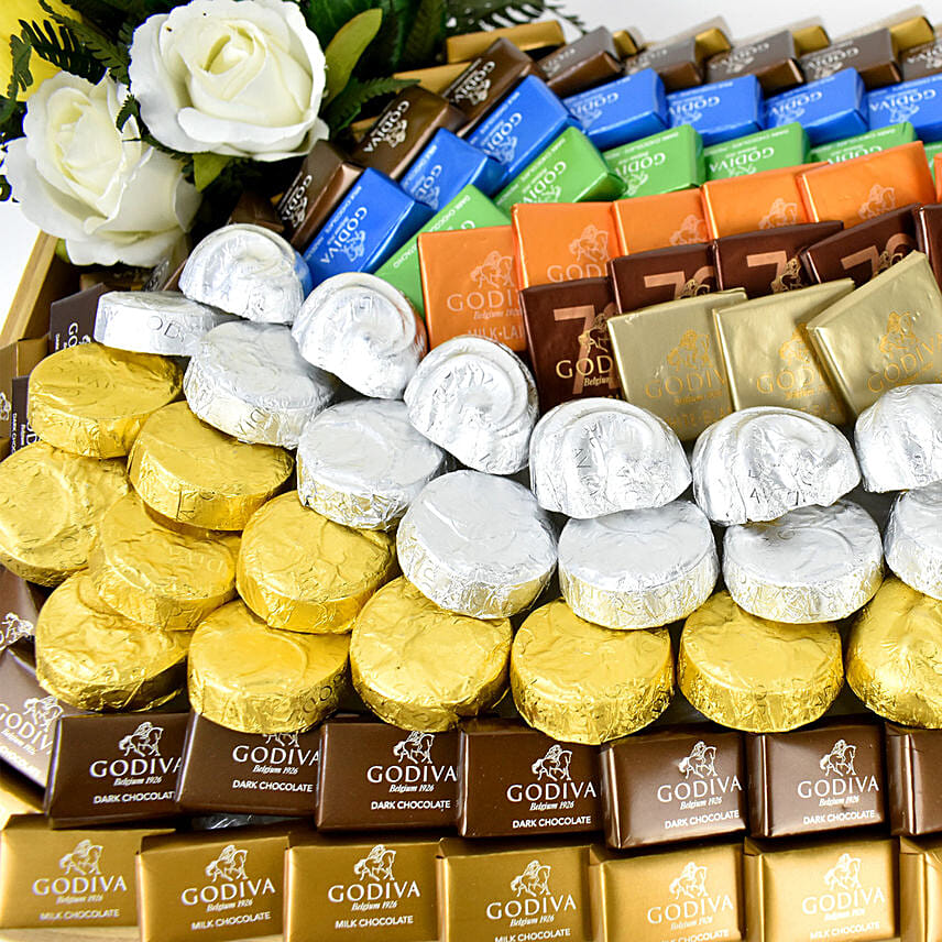 Godiva Chocolates and Flowers Arrangement