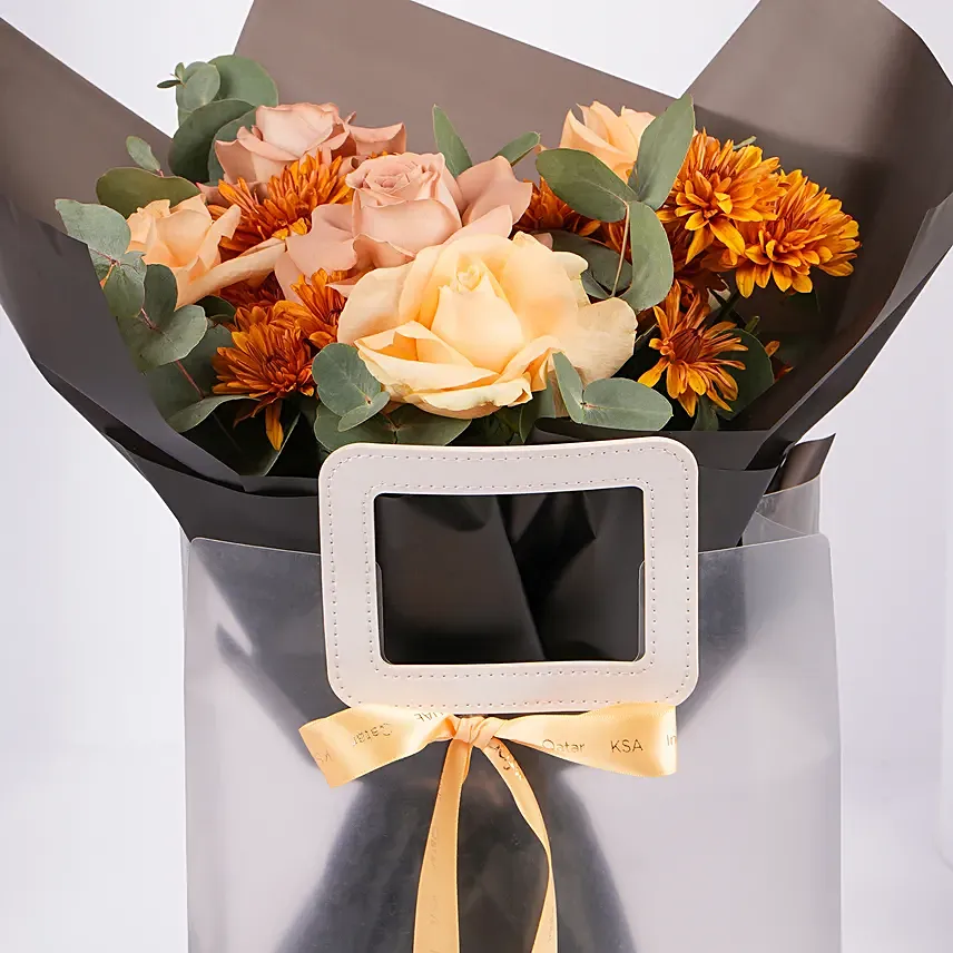 Golden Peach Rose Elegance Bouquet